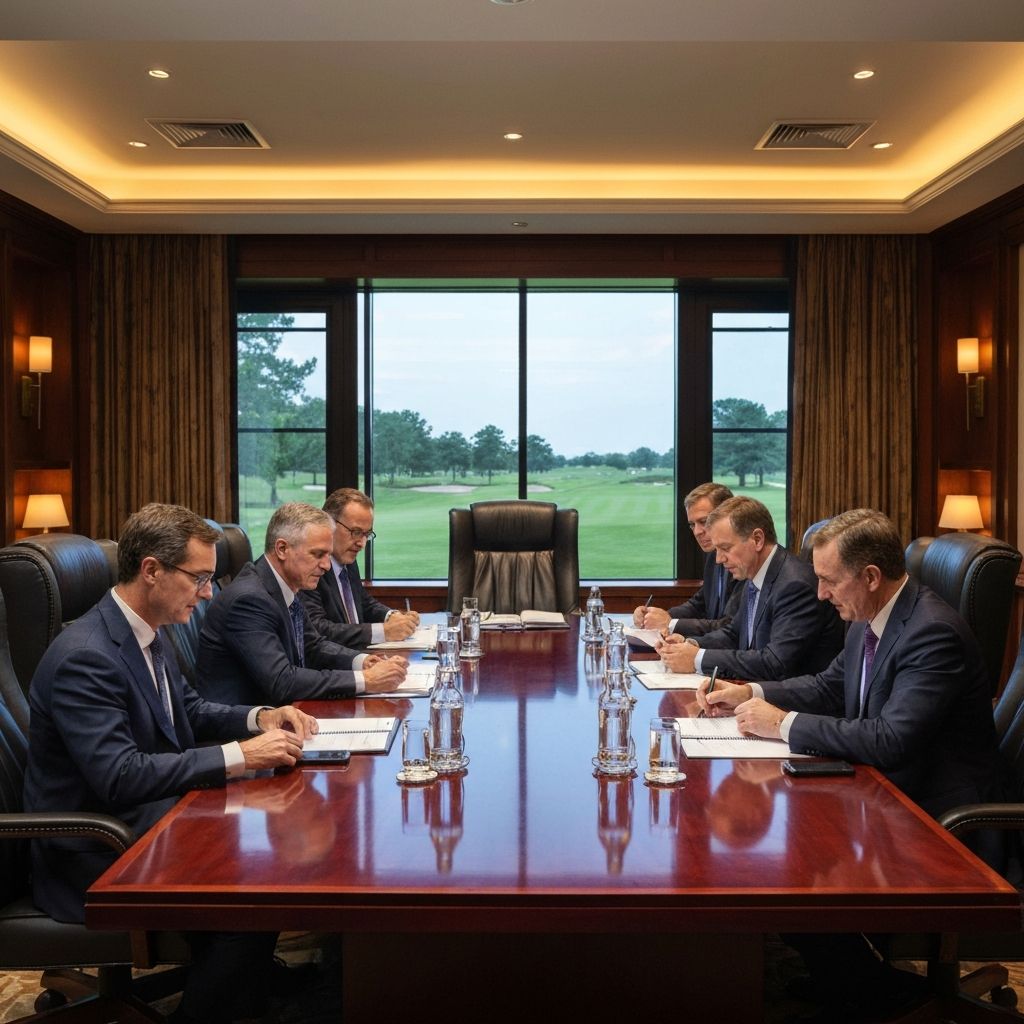 Executive boardroom meeting at a private club