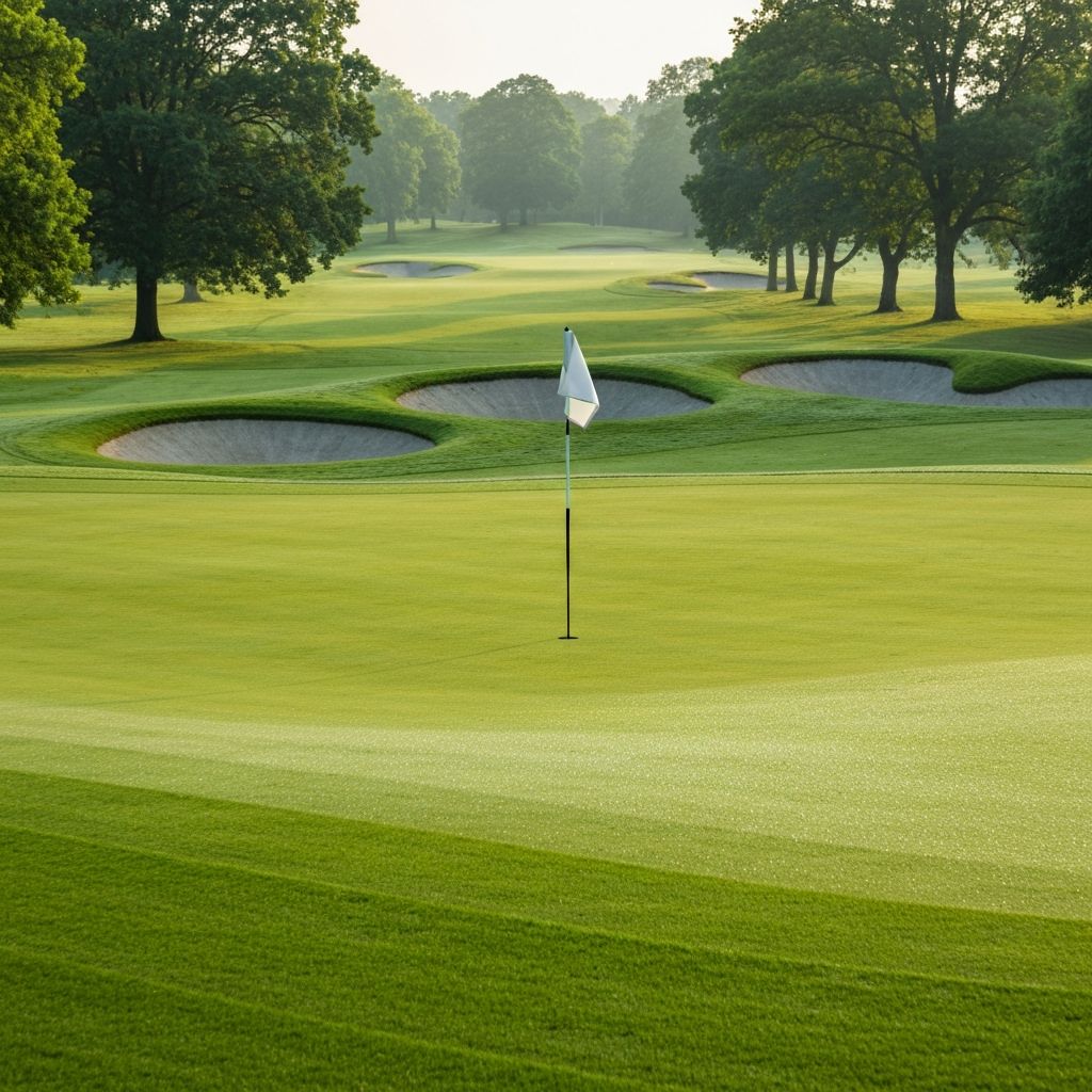 Perfectly manicured putting green on championship golf course